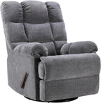 CANMOV Swivel Rocker Recliner for Adults, Glider Rocking Reclining Chair for Nursery, Manual Recliner Chair with Overstuffed Back and Arms for Living Room Bedroom Nursery, Grey