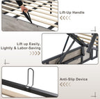 AMERLIFE Queen Size Lift Up Storage Bed Frame, Wooden Platform Bed Frame with Lifting Storage & Charging Station, No Spring Box Needed/Noise Free, White Birch