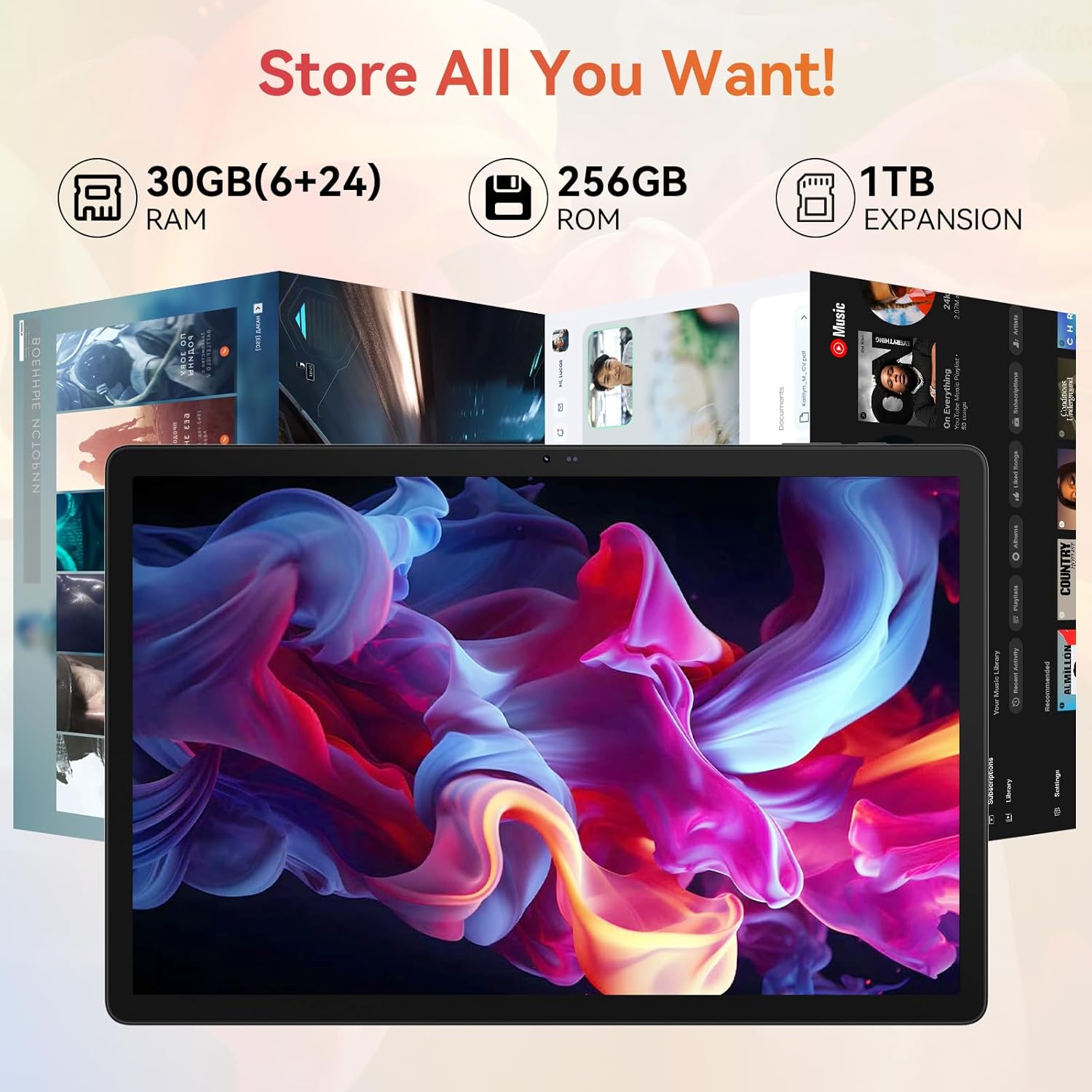 Tablet｜14 inch Android 16 Tablet｜30GB RAM 256GB ROM｜1920 * 1200 IPS FHD｜10000mAh 30W Fast Charging｜Octa-core Processor｜Wi-Fi 6, BT 5.4｜Dual Camera with Keyboard｜Mouse｜Stylus｜Case｜Headphone