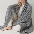100% Pure Cashmere Throw Blanket for Couch – Cable Knit Cashmere Blanket 50x60 – Soft Warm Breathable Throws for Sofa, Bed – Grade A Long Staple – Machine Washable (Charcoal)