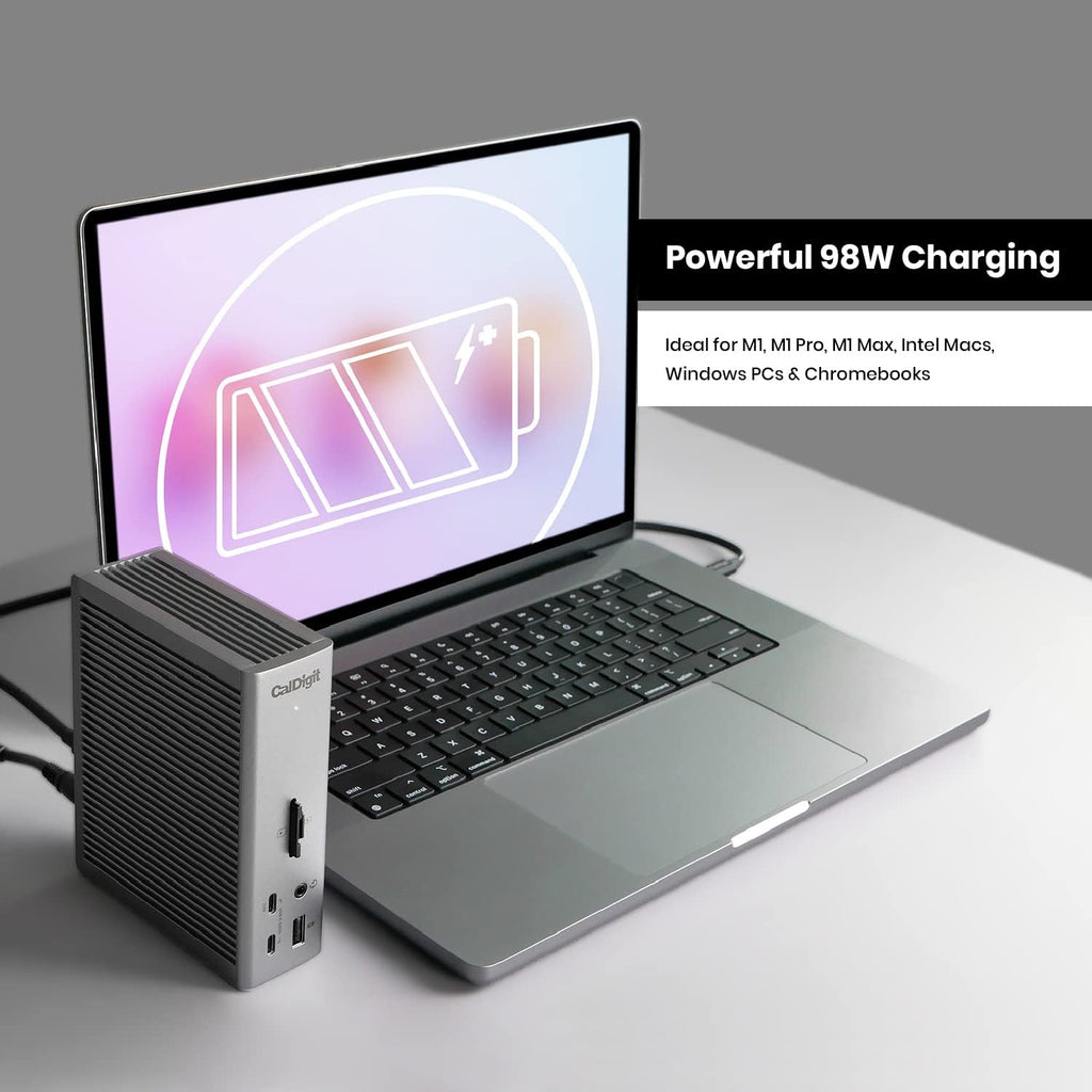 CalDigit TS4  18-in-1 Thunderbolt 4 Docking Station  98W Charging  3* TBT4 (40Gb/s)  3* USB-C + 5* USB-A (10Gb/s)  2.5GbE LAN  1*8K@30Hz or 2*6K@60Hz Displays  Mac/Windows/Chrome  0.8m Certified Cable