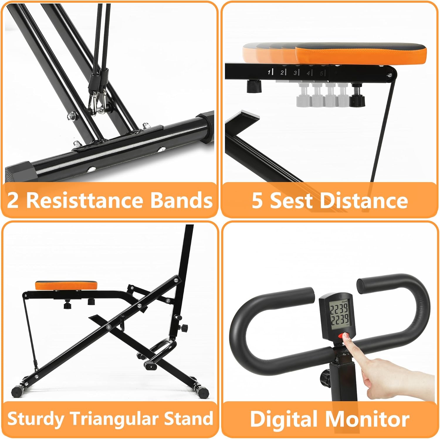 Squat Machine for Home, Squat Rowing Machine with Adjustable Resistance Bands, Foldable Exercise Equipment, Squat Assist Trainer for Glutes Ab Back Legs Workout