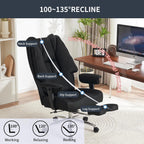 Big and Tall Office Chair 400lbs Wide Seat, Leather High Back Executive Office Chair with Foot Rest, Ergonomic Chairs Lumbar Support for Lower Back Pain Relief (Mesh Black)