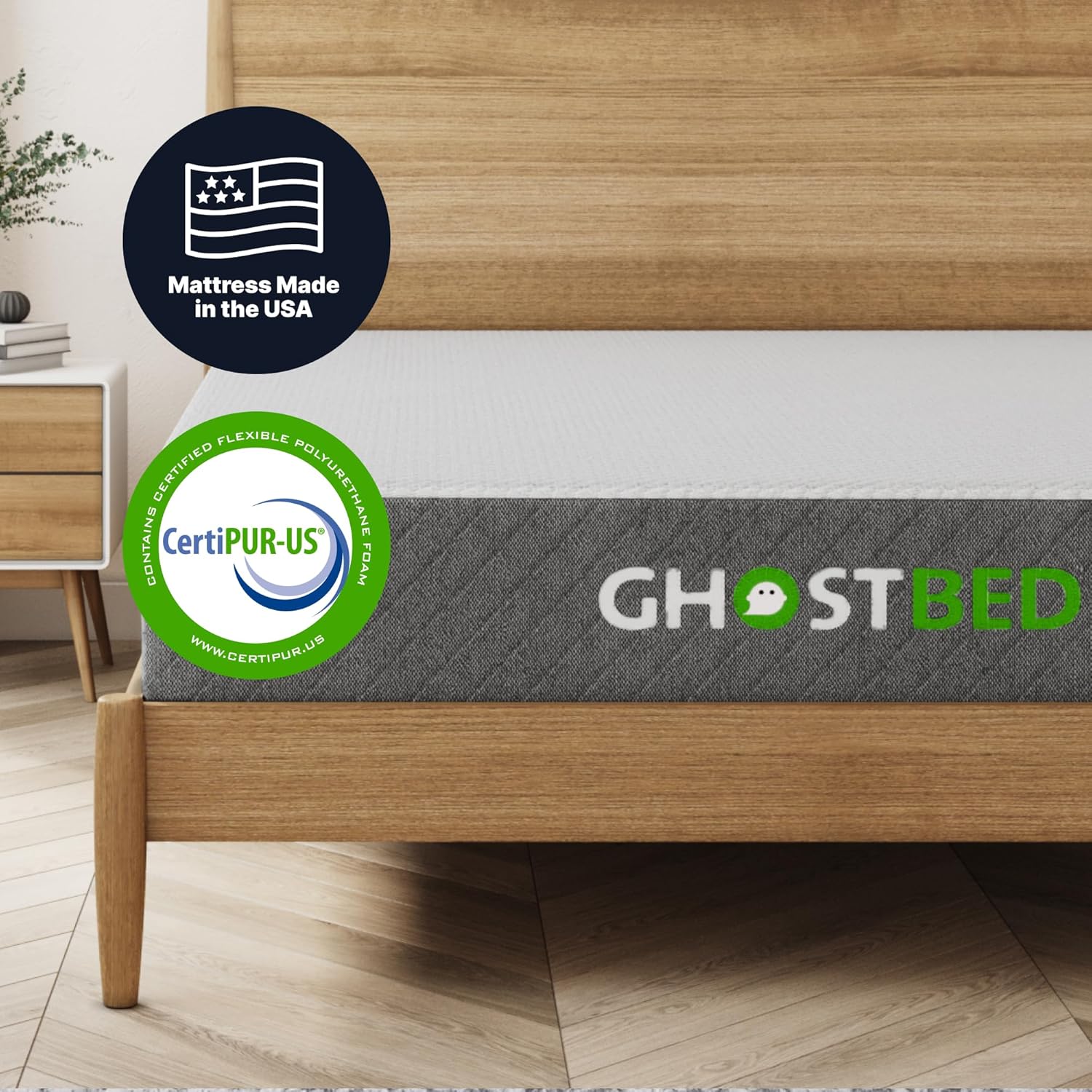 GhostBed Classic 11 Inch Memory Foam & Latex Mattress - Medium-Firm Feel, Made in The USA, King