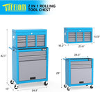 TUFFIOM 8-Drawer Rolling Tool Chest, Tool Storage Cabinet w/Lockable Wheels, Detachable Top, Drawers & Side Hooks, Mechanic Tool Organizer Box for Garage Warehouse Repair Shop