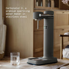 Aarke Carbonator lll with CO2 Cylinder, Sparkling & Carbonation Water Machine, Stainless Steel with PET BPA-Free Reusable Bottle Volume 1L/34 fl oz (Matte Grey)