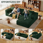 108.2" Modular Sectional Sofa with Deep Seat, Boneless L Shaped Corduroy Couch Modern Comfort, Cloud Couch Oversized for Living Room No Assembly (Right Facing Chaise,Green)