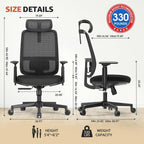 ErgoSift M1 Ergonomic Office Chair Mesh Chair, Home Office Desk Chairs with Adjustable Lumbar Support, Comfortable Computer Gaming Chair, Office Chair for Long Hours (Black)