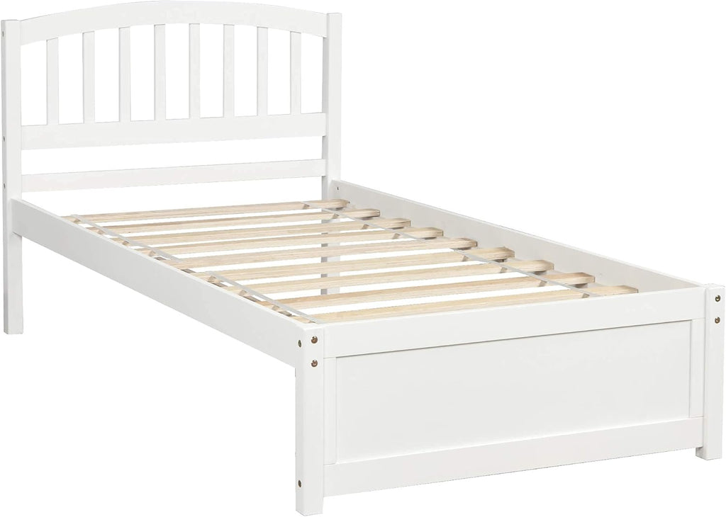 Harper & Bright Designs Twin Storage Bed Frame, Wood Platform Bed with Two Drawers and Headboard, White