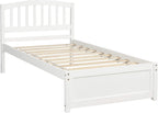 Harper & Bright Designs Twin Storage Bed Frame, Wood Platform Bed with Two Drawers and Headboard, White