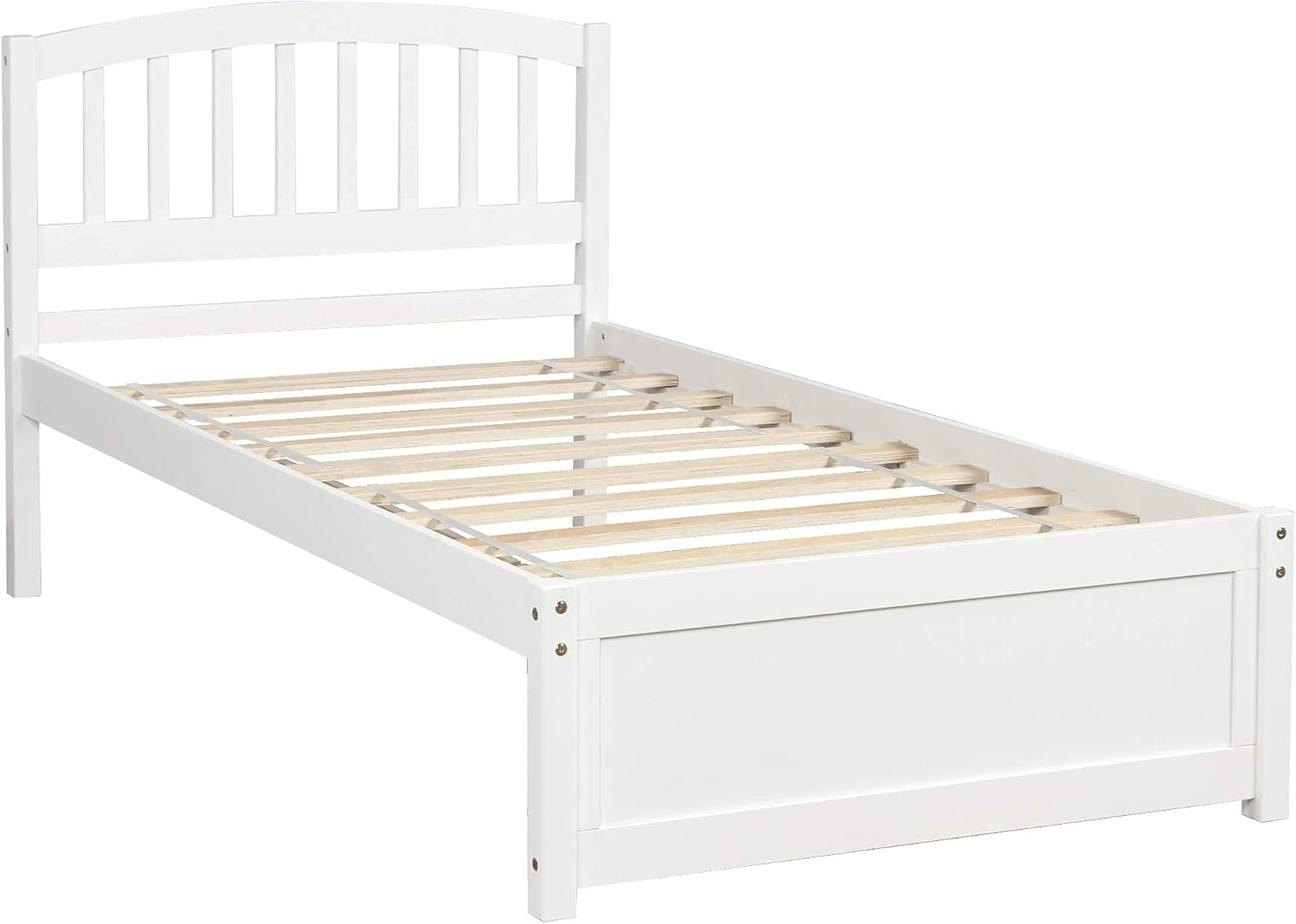 Harper & Bright Designs Twin Storage Bed Frame, Wood Platform Bed with Two Drawers and Headboard, White
