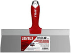 LEVEL5 Drywall Finishing Hand Tool Kit | 5, 6 Inch Joint Knives, 10, 12 Inch Taping Knives, 14 Inch Mud Pan | Stainless Steel Blades, Soft Grip Handles | Sheetrock Gyprock Plasterboard | 5-600