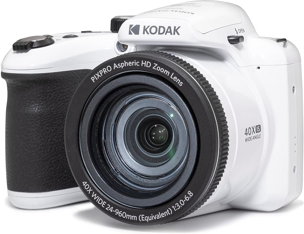 Kodak PIXPRO AZ405-WH 20MP Digital Camera 40X Optical Zoom 24mm Wide Angle Lens Optical Image Stabilization 1080P Full HD Video 3" LCD Vlogging Camera (White)  Full Frame