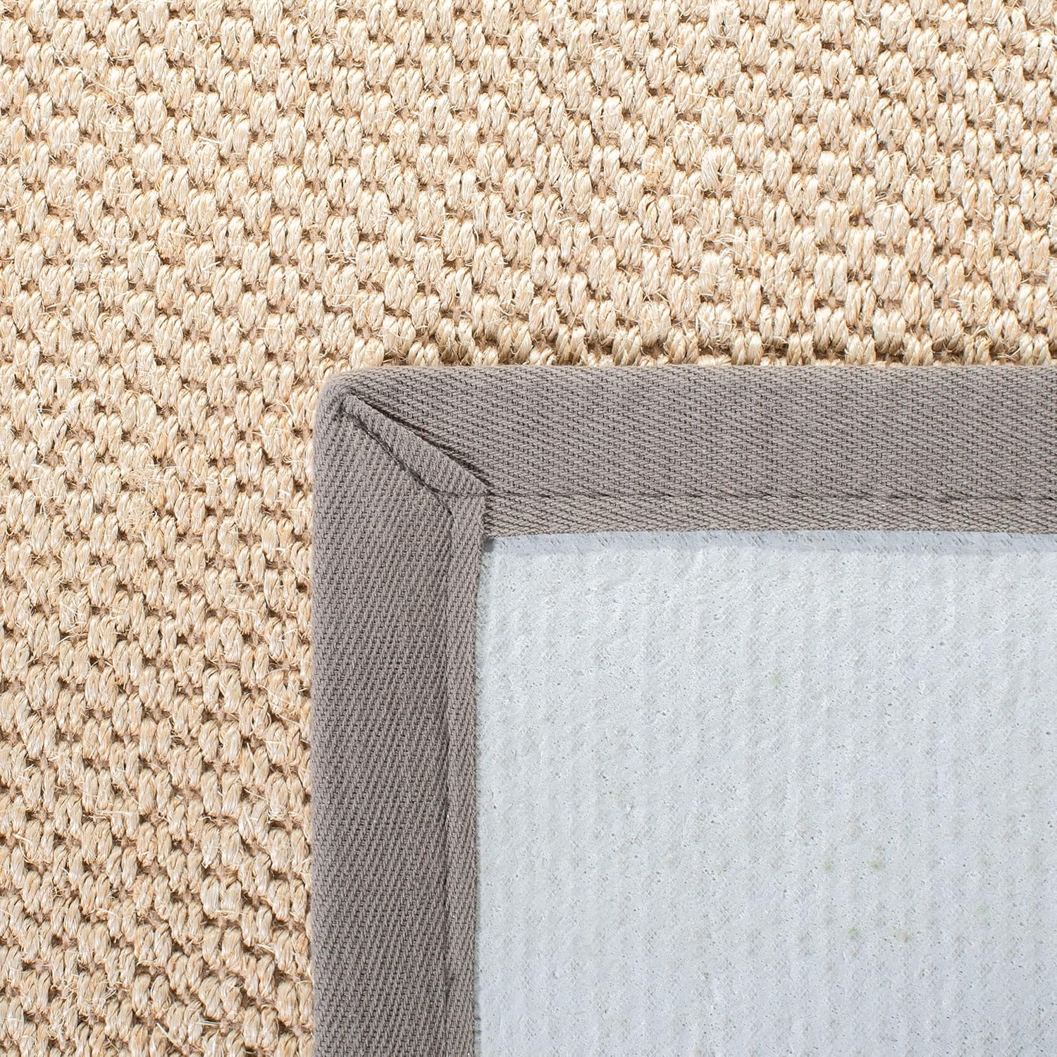 SAFAVIEH Area Rug 8x10 - Natural Fiber Collection - Large - Maize & Grey, Sisal, Woven Design with Border (NF141G)