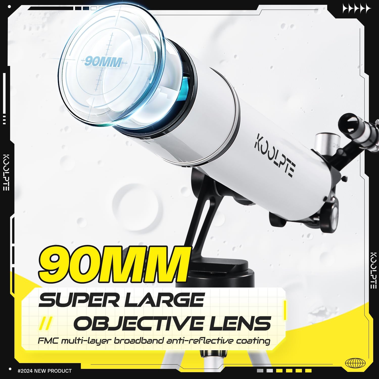 Telescope 90mm Aperture 700mm with Vertisteel AZ Mounting Slow-Motion Mount  High Power Telescopes for Adults Astronomy  Easy for Beginners  with Carry Bag Wireless Remote Control  Phone Adapter White