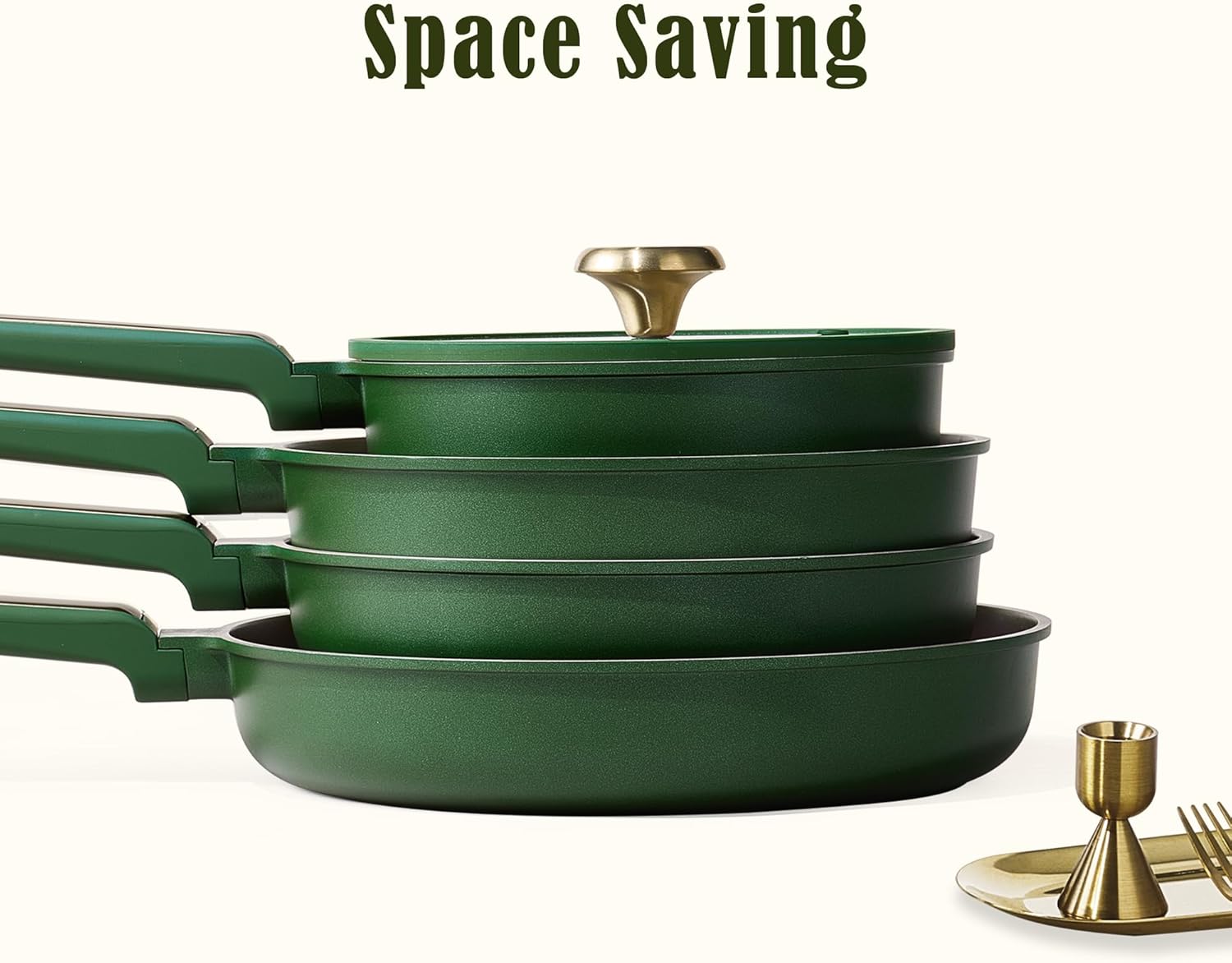 CAROTE Pots and Pans Set Non stick, 18pcs NonStick Kitchen Set Induction Cookware Non-toxic Cooking Set, Dishwasher/Oven Safe,Cookware Set,Green