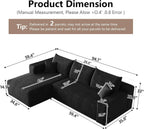95" Cloud Sectional Couch with L-Shape Chaise, Modern Cloud Couch with Deep Seat, Modular Sectional Couches for Living Room, Apartment, Office, No Assembly Required
