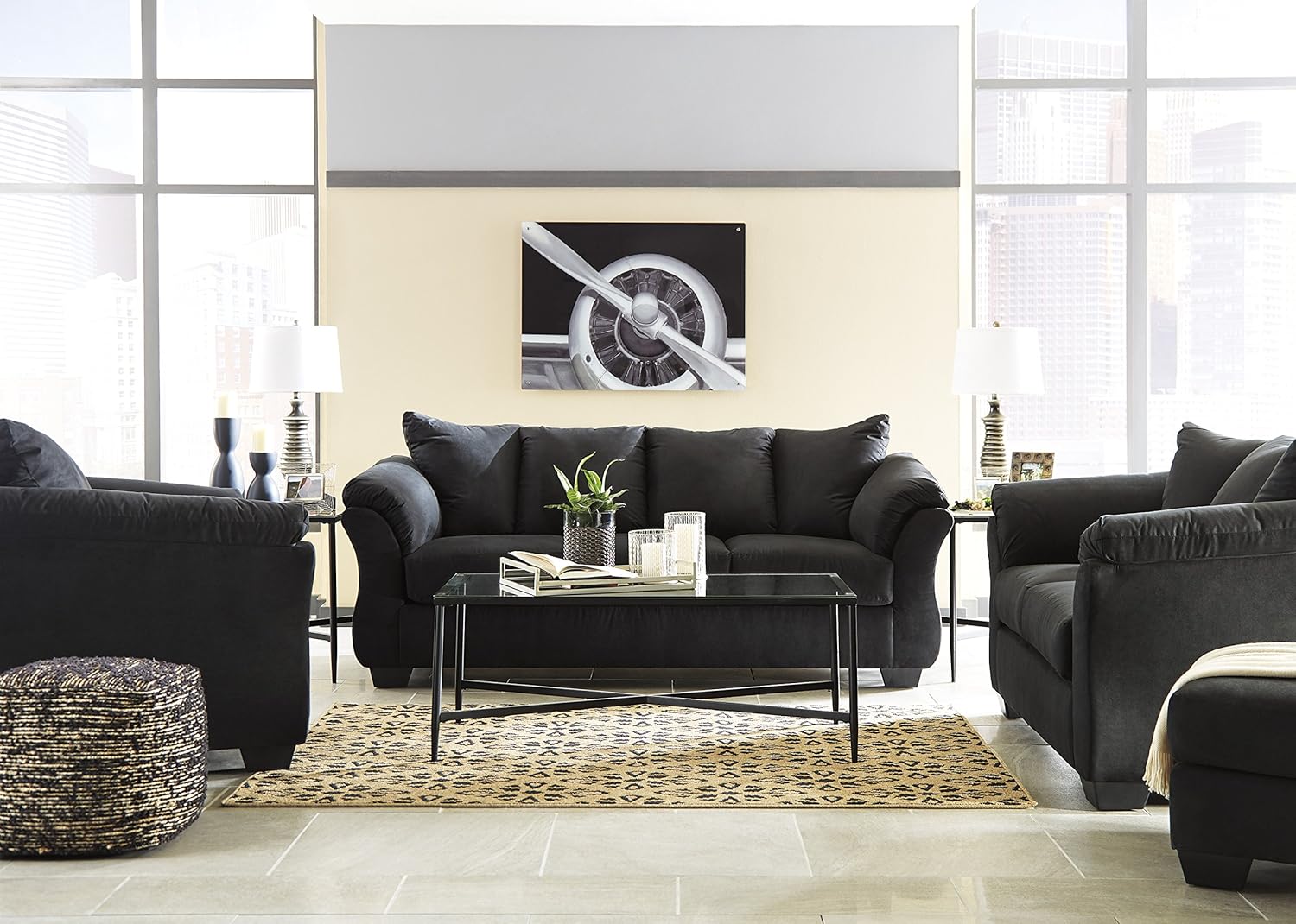 Signature Design by Ashley Darcy Classic Contemporary Sofa, Black