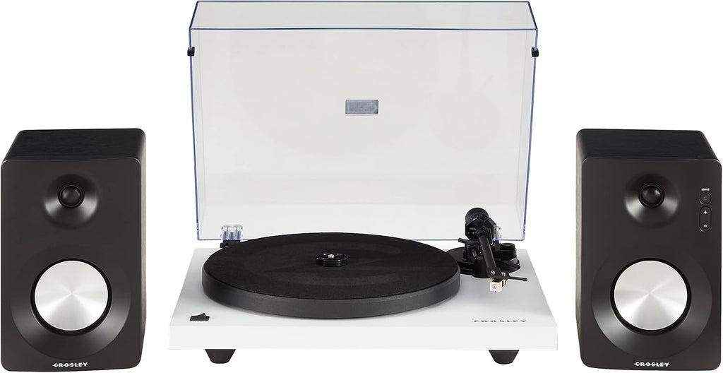 Crosley KT6101-WH Belt-Drive Bluetooth Turntable with Built-in Preamp and Included Speakers  White