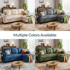 LINSY HOME Pull Out Sleeper Sofa Sectional Couches for Living Room, L Shaped Plush Corduroy Couch with Storage&USB Charging, Convertible Cloud Sectional Sofa Bed for Apartment, Green