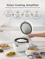 CUCKOO Micom Rice Cooker 8-Cup Uncooked / 16-Cup Cooked with Nonstick Inner Pot, Large Rice Maker with 9 Menu Options, Fuzzy Logic Technology, Auto Clean Mode, LCD Display, White (CR-0810F)
