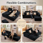 95" Cloud Sectional Couch with L-Shape Chaise, Modern Cloud Couch with Deep Seat, Modular Sectional Couches for Living Room, Apartment, Office, No Assembly Required