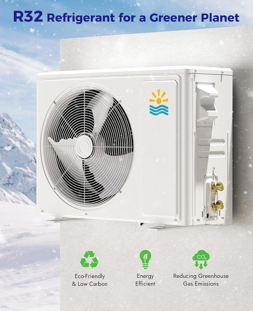 Mini Split Ac/Heating System - 9000 BTU Ductless Mini Split Air Conditioner with Heat Pump, 19 SEER2 115V Energy Efficient Ac Unit Up to 450 Sq.Ft with Installation Kit