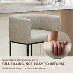 26" H Counter Height Bar Stools Set of 4, Modern Barrel Counter Stools with Backrest and Arms, Faux Leather Upholstered Accent Barstools for Kitchen Island,Support 450 LBS (Grayish White)