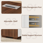 71" L-Shaped Executive Desk with Cabinet Storage, Large Office Computer Desk with Storage Shelves, Under-Desk Bookshelf, CPU Stand, Cable Management, Business Furniture Workstation (Brown)