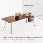 Writing Computer Desk, 60-Inch Large Executive Desk Office Workstation with Chrome-Plated Legs and Built-in Power Outlet, Writing Table Business Furniture, Modern Minimalist Style for Home Office