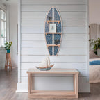 American Art Decor Kona Coast by Reyn Spooner Electric Palms - Navy Surfboard Printed Wall Shelf - 13" x 35"