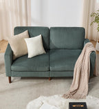 Kingfun 65" Corduroy Loveseat Sofa, Upholstered Sofa with Spring, Modern Sleek Couch for Living Room & Bedroom for Small Spaces, Green