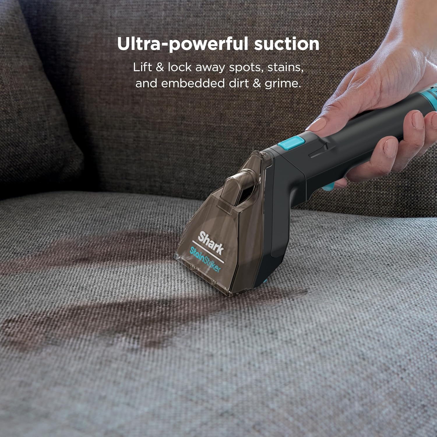 Shark StainStriker Portable Carpet & Upholstery Cleaner with On-Board Self-Cleaning, Spot, Stain, & Odor Eliminator, Includes 2 Cleaning Tools, 2 Cleaning Solutions, Charcoal, PX221BRN