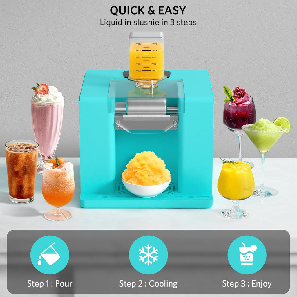 Shaved Ice & Slushie Machine No Ice Needed, Sugar Free Slushy Machine, 60S Making Shaved Ice, Slushie, Margaritas, Auto Clean, LED Display, 280W Frozen Drink Maker for Home, Party, Outdoor Use