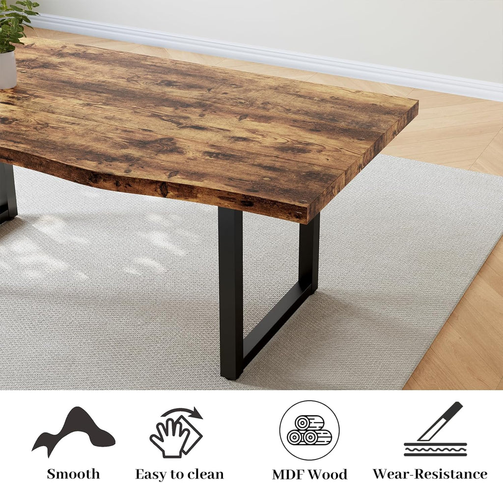 63" Dining Table with 2 Benches, Modern Kitchen Table and Chairs Set for 4 to 6 Persons, Thickened MDF Wooden Table for Dining Room, Kitchen