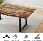 63" Dining Table with 2 Benches, Modern Kitchen Table and Chairs Set for 4 to 6 Persons, Thickened MDF Wooden Table for Dining Room, Kitchen