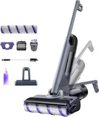 NARWAL S30 Pro Wet Dry Vacuum Cleaner with 20000Pa Suction, Cordless Vacuum Mop for Hard Floors, Tangle-Free Hair-Cutting, 180° Lie Flat, 194°F Self-Cleaning, Disposable Waste Bag, Edge Cleaning