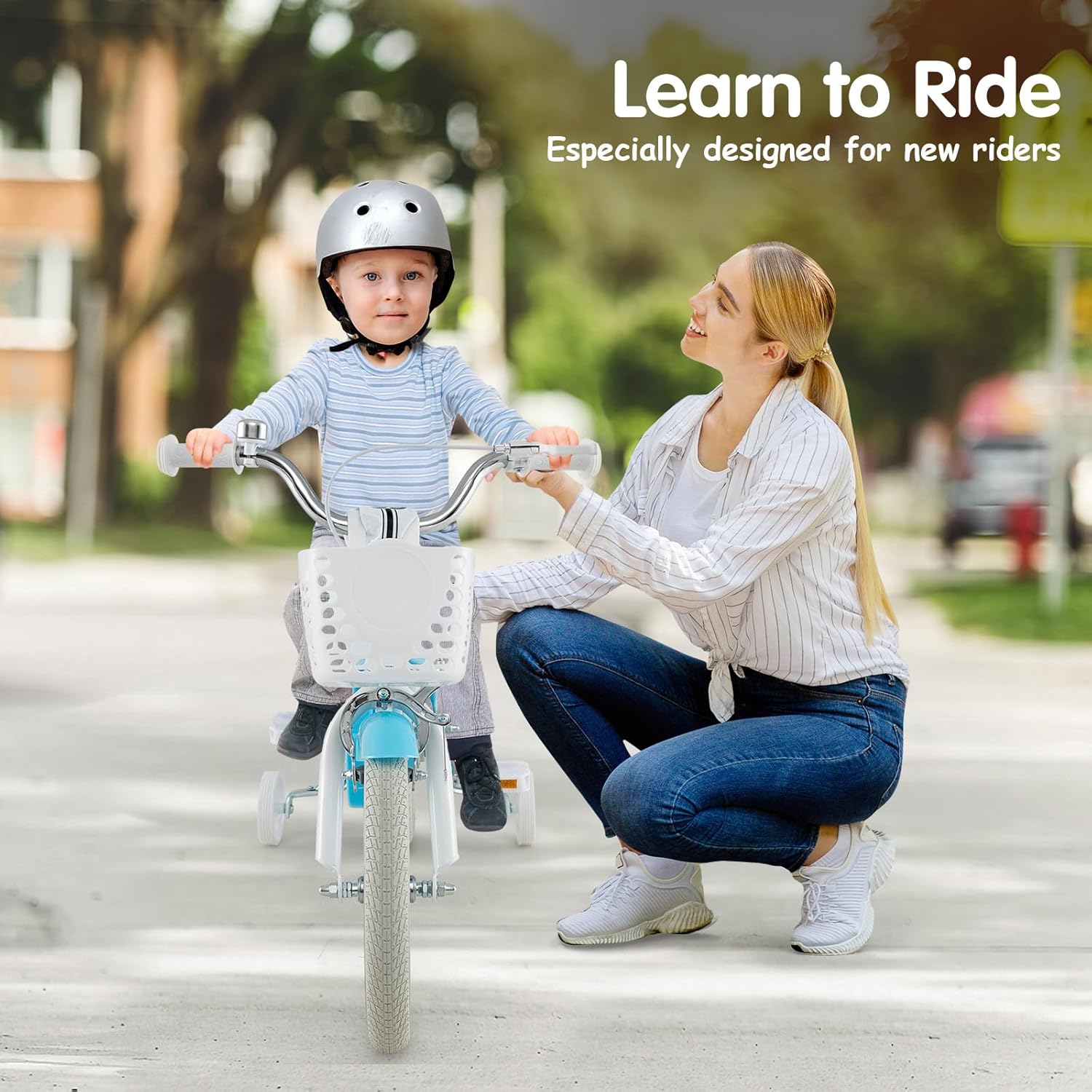 HONEY JOY Kids Bike, 12 14 16 18 20 Inch Toddler Bikes w/Training Wheels, Handbrake & Coaster Brake, Fully Enclosed Chain, Adjustable Handlebar & Seat, Kids Bicycle w/Basket, Girls Boys Bike 3-8