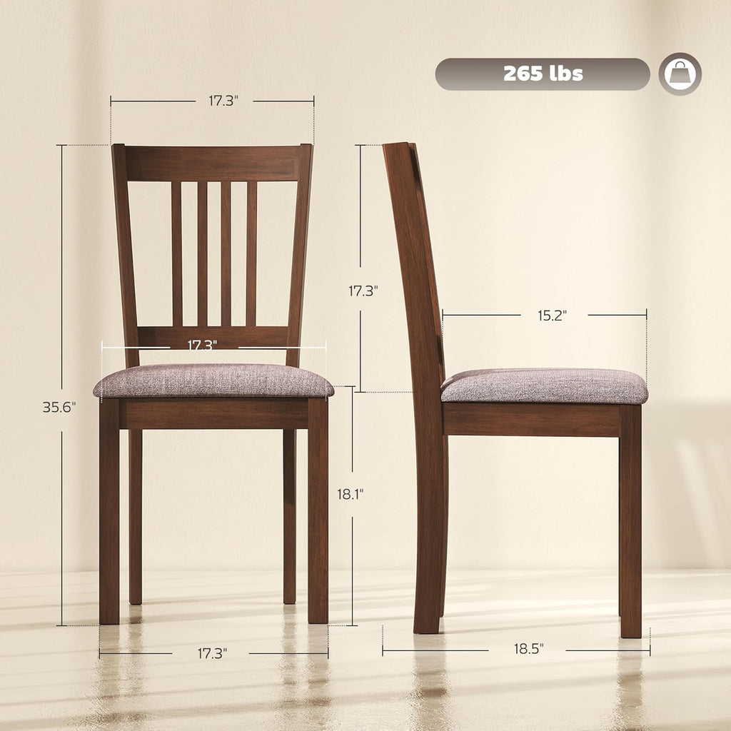HOMCOM Dining Chairs Set of 2, Solid Wood Kitchen Chairs, Mid Century Modern Linen Fabric Upholstered for Dining Room, Living Room, Walnut Frame and Taupe Upholstery