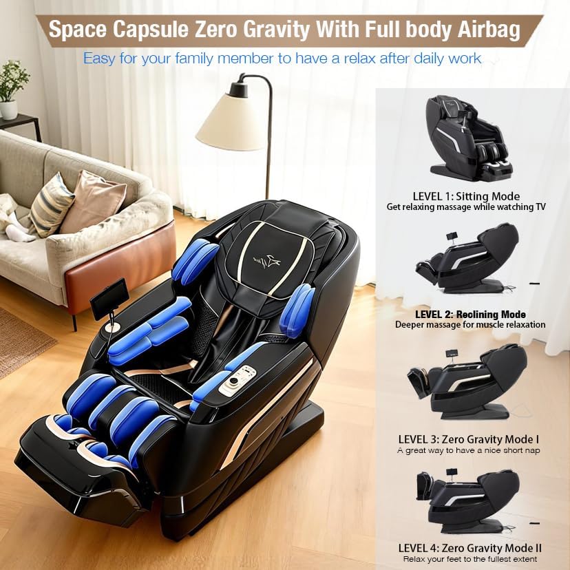 Alfine A66 4D Full Body Massage Chair – Made in The U.S.A. with U.S. & Imported Material, SL Track, Yoga Stretch, Zero Gravity, AI Voice Control, Heating, Automatic Footrest