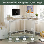 FEZIBO 63" Triple Motor L Shaped Standing Desk with 3 Drawers, 330LBS Electric Standing Gaming Office Desk L Shape, Pure White