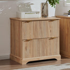 JXQTLINGMU 2 Drawer File Cabinet with Charging Station, 30" Fluted Lateral File Cabinet w/Files Hanging Rod for Letter/Legal/A4, Large Tabletop for Printer, Office Wood Printer Cabinets, Oak