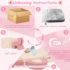 10-Piece Mini Kids Play Couch, Modular Flower Foam Sofa for Toddlers, Convertible Soft Play Sofa with Washable Cover, Indoor Climbing Furniture for Nursery & Playroom, Pink & Beige