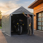 Bike Storage Shed Tent,8 * 6 * 6.2ft Outdoor Storage Shed, Carport, Canopy Shelter with 160g PE Fabric Coated with Silver Waterproof,Bike Covers Shelter for Bicycles,Garden Tools,Various Tools