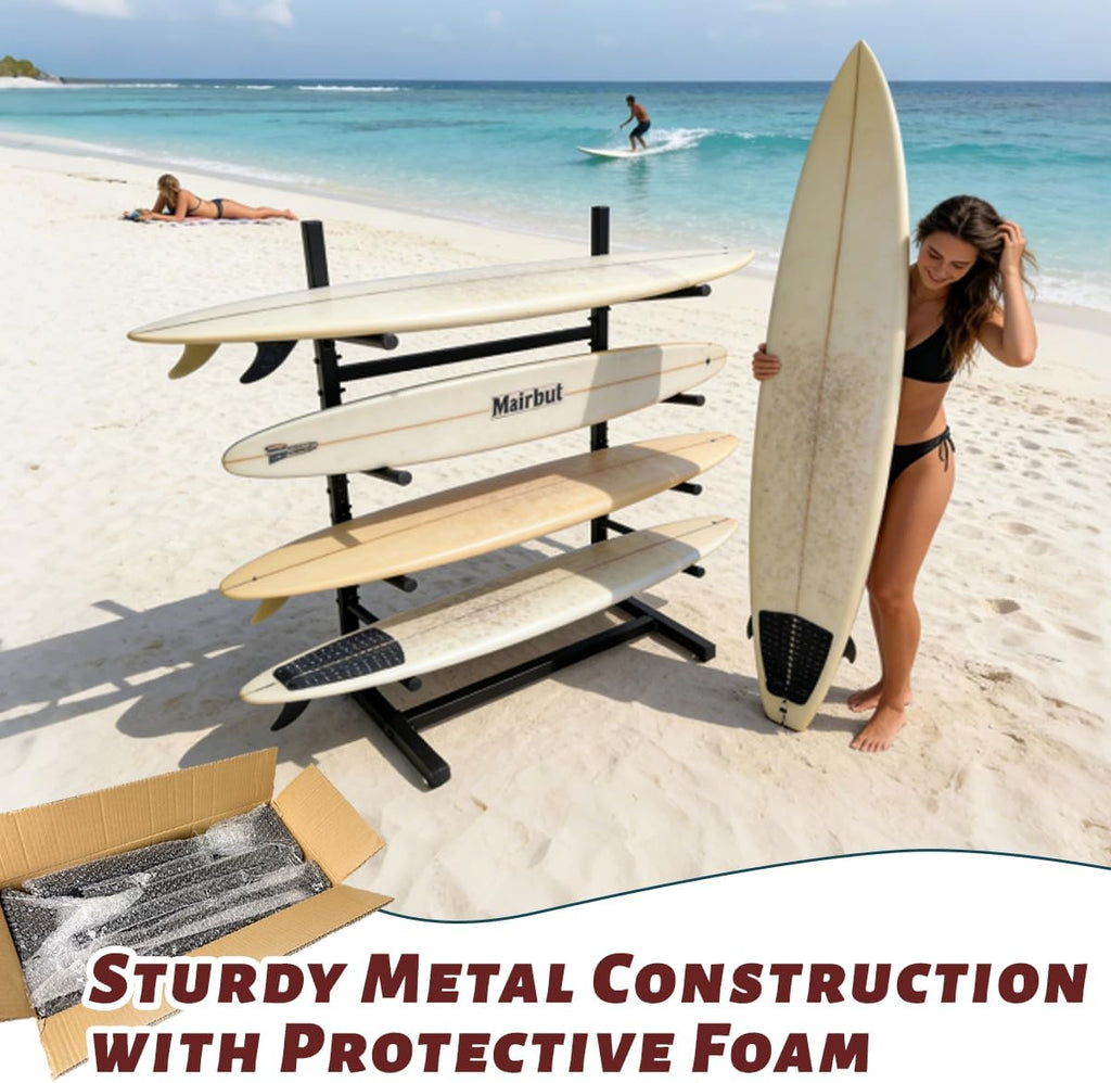 4 Layer Surfboard Rack Surfboard Storage Rack Ski Storage Rack Can Hold Various Surfboard, Standing Paddle Board, Snowboard And Hanging Diving Suits, Life Jackets Etc.and other Water Sports Equipment