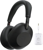 Sony WH-1000XM6 Wireless Noise-Canceling Headphones with QN3 Processor (Black) Bundle with Connect Air in-Flight Bluetooth Wireless Audio Transmitter (2 Items).