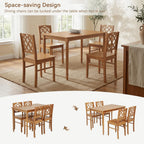 5-Piece Solid Wood Dining Table Set for 4, Farmhouse Rectangular Kitchen Table with 4 Soild Chairs, Space-Saving Design for Small Dining Room, Apartment, Breakfast Nook, Natural-Wood