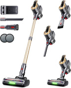 RENDOW Cordless Vacuum Cleaner, 550W 45Kpa 65Mins Vacuum Cleaners for Home, Self-Standing Cordless Stick Vacuum with LED Display,Anti-Tangle Rechargeable Wireless Vacuum for Pet Hair/Carpet/Hard Floor