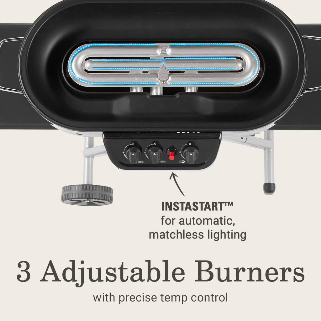 Coleman RoadTrip 285 Portable Stand-Up Propane Grill with 3 Adjustable Burners & Instastart Ignition  20 000 BTUs of Power for Outdoor Cooking  Camping  Tailgating  Grilling  BBQs  & More