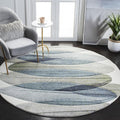 SAFAVIEH Hollywood Collection Round Rug - 8' Round, Ivory & Blue Green, Contemporary Design, Stain Resistant, Ideal for High Traffic Areas in Living Room, Bedroom & Dining Room (HLW703A-8R)